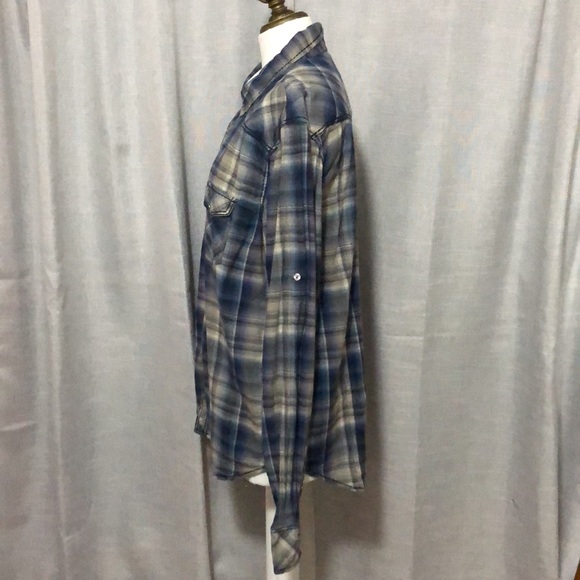 EUC Rare Vintage Brand ButtonUp Shirt-Sz XL-Cotton-Western Vibes-Blue Tones - Picture 6 of 15